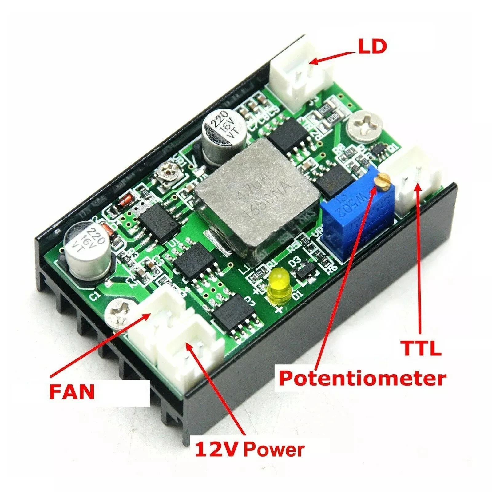 Placa controladora TTL para diodo láser, módulo de diodo para 405nm, 450nm, 520nm, azul, verde, 500mW, 1W, 2W, 3W, 4,5 W, 12V, 4A, 1 unidad