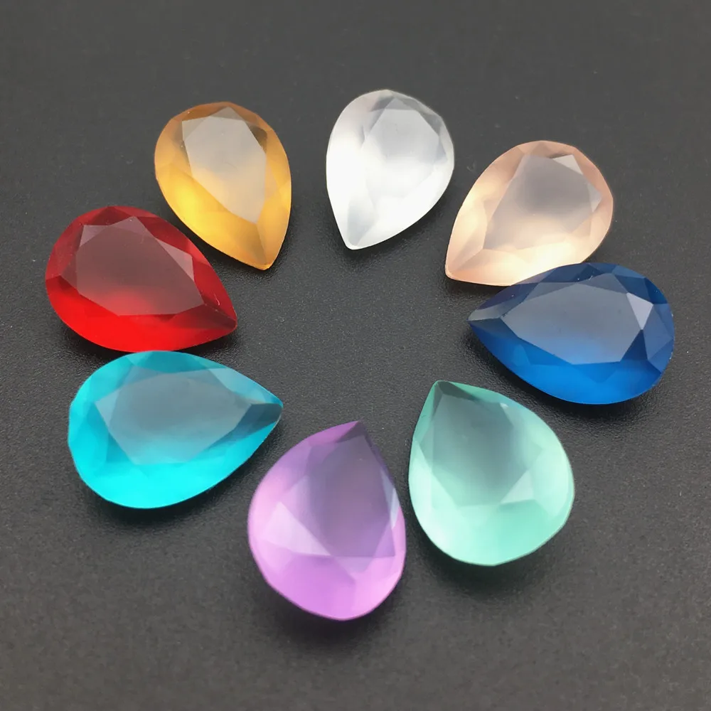 50pcs 10x14mm Glazed Color Pear Resin Rhinestone DR Pointback Transparent Teardrop Fancy Crystal For Phone DIY Hair Accessories