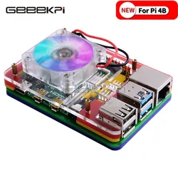 GeeekPi New 5-layer Acrylic Transparent ( Clear & Black ) / Black / Colorful Case with Cooling Fan for Raspberry Pi 4B ICE TOWER