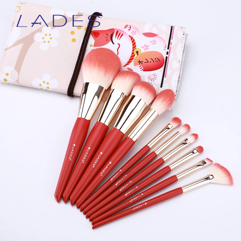 LADES Makeup Brushes Set Powder Eyeshadow Make Up Brush Foundation Blending Blusher Women Beauty Cosmetics Tool With Pouch