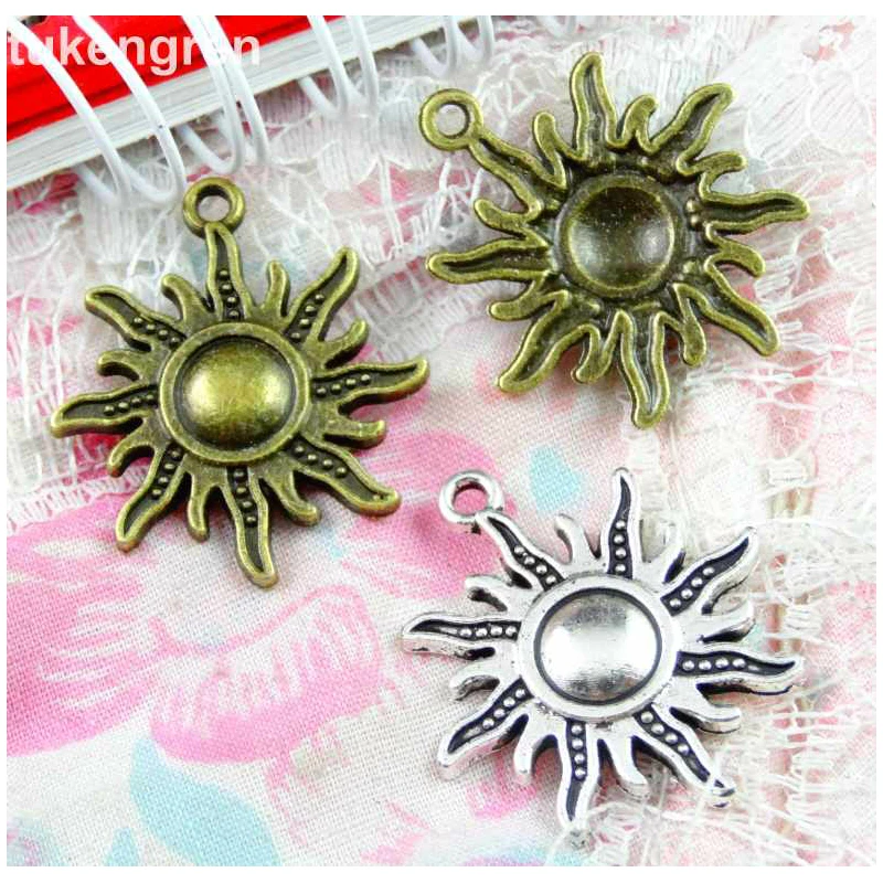 50Pcs Sunflower Charms Antique Silver Plated Bronze Color Pendant DIY Jewelry Accessories