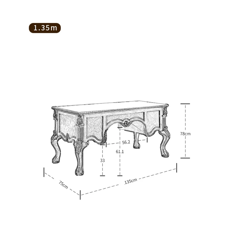 European-style Solid Wood Desk and Chair Combination 1.5m Computer Desk American Desk Home Writing Desk Kids Table and Chair