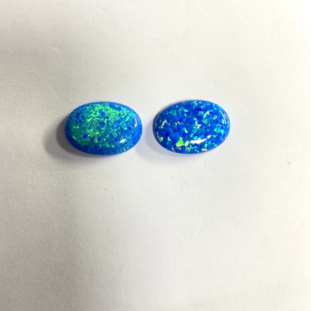 Lab Created Opal gemstone OP05 Oval 18x13mm Dark Blue fire Opal  flatback cabochon beads stone for ring making