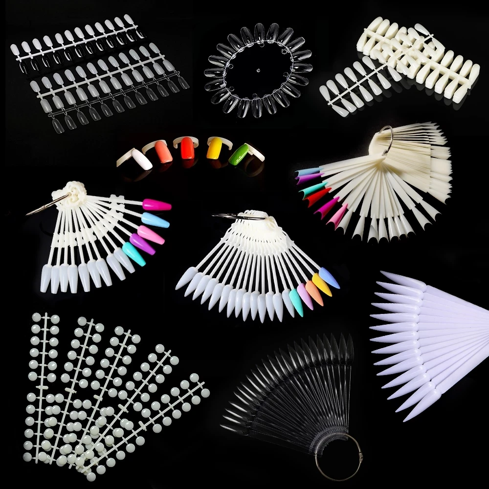 

Nail Tip Clear Nature Black False Tips For Nail Art Display Oval Fan Style Nail Polish Stand Tips Practice Manicure Tools
