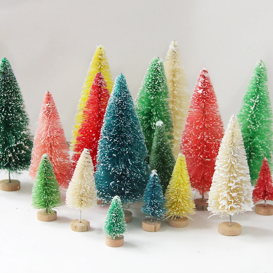 8PCS Multi Size Christmas Mini Tree Small Pine Tree Colorful Mini Trees for Xmas Home Desktop Ornaments Noel Party Decorations