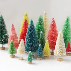 8 pçs multi tamanho de natal mini árvore pinheiro pequeno colorido mini árvores para o natal casa enfeites mesa noel festa decorações