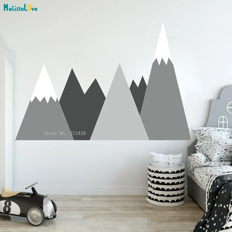 Large Size Mountains Wall Decal Nursery Headboard Corner Pattern Baby Kids Room Washable Self Adhesive Decor YT2454-3