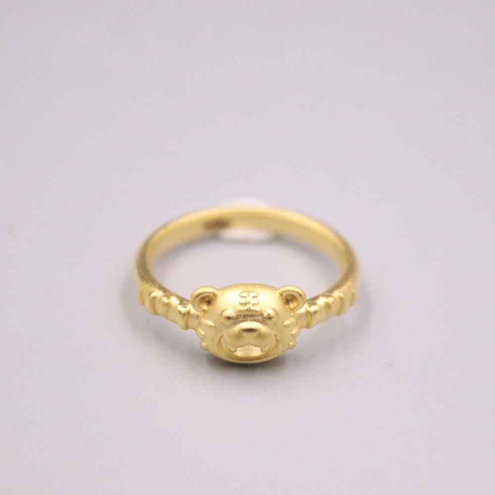 Authentic 999 24K Yellow Gold Tiger Head Ring 3D Craft US Size 5 6 7 8 Available