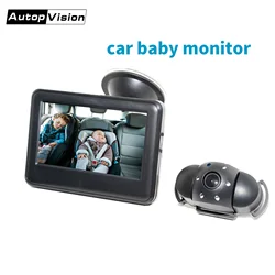 Baby Car Camera: Baby Monitor per telecamera per seggiolino auto con rivestimento posteriore visione notturna a infrarossi HD 4.3 osservare facilmente il movimento del bambino