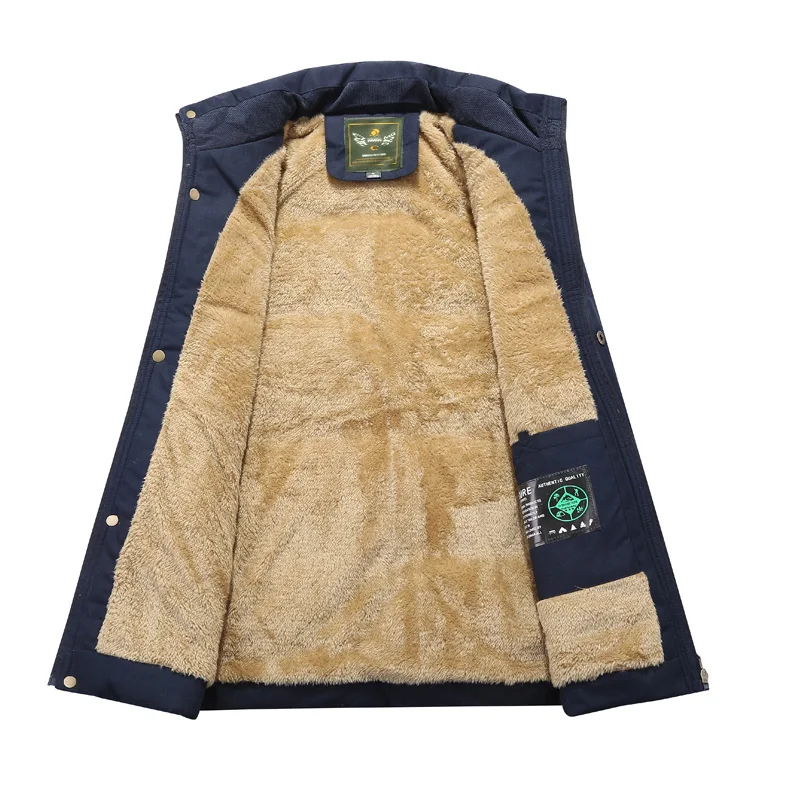 Parka gruesa y cálida para hombre, chaqueta de lana con capucha, abrigo militar de carga, abrigo de terciopelo de talla grande 8XL