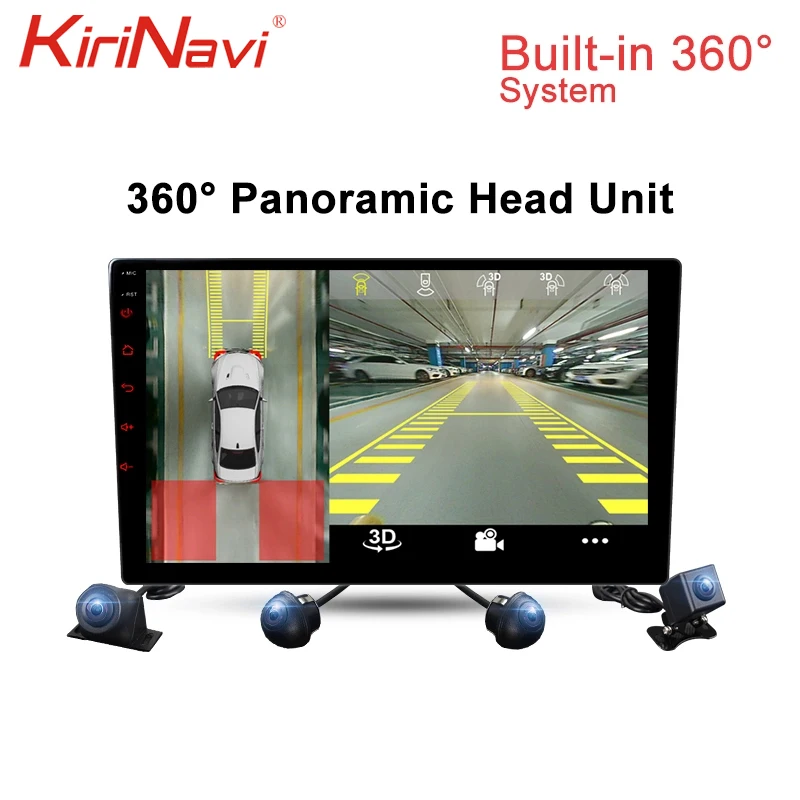 

KiriNavi 360 degree Panorama Android 7.1 Car Radio Universal Car Multimedia Player DVR Front Rear Right Camera WIFI GPS