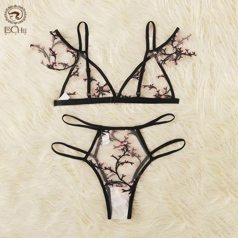 3 Color Sexy Lingerie Set Sexy Women\'s Underwear Set Lace Bra And Panty Set Embroideried Brassiere Thong Underpants Sexy Bra Set