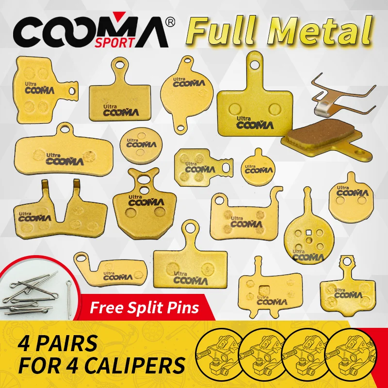 4 Pairs 8 Pcs Fiets Fietsen Schijfremblokken Voor Shimano Sram Avid Hayes Magura Formule En Scooter, goud