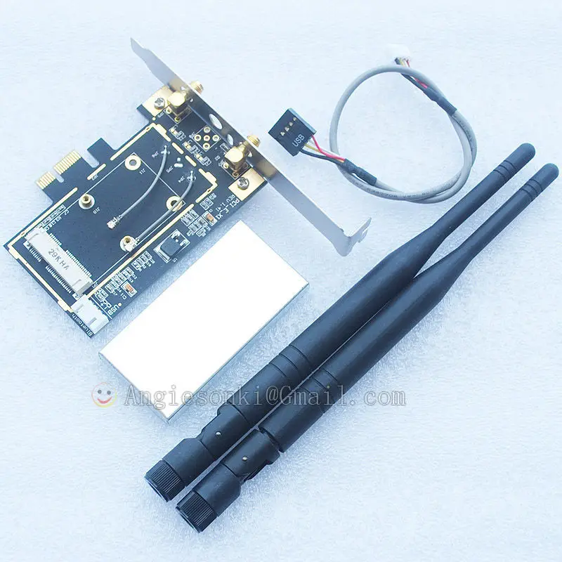 

High Quality Mini PCI-e To PCI-e 1x 16x U.FL (IPX) + 2pcs 6DB Antenna To RP-SMA Adapter for Wireless Wifi Bluetooth Card XP