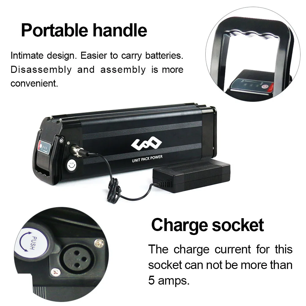 EU Stock 36V Ebike Battery Silver Fish 17.5AH 13Ah Lithium 18650 Cells Pack for Electric Bicycle 200W 350W 500W Hub Motor Kit 5-7 Days