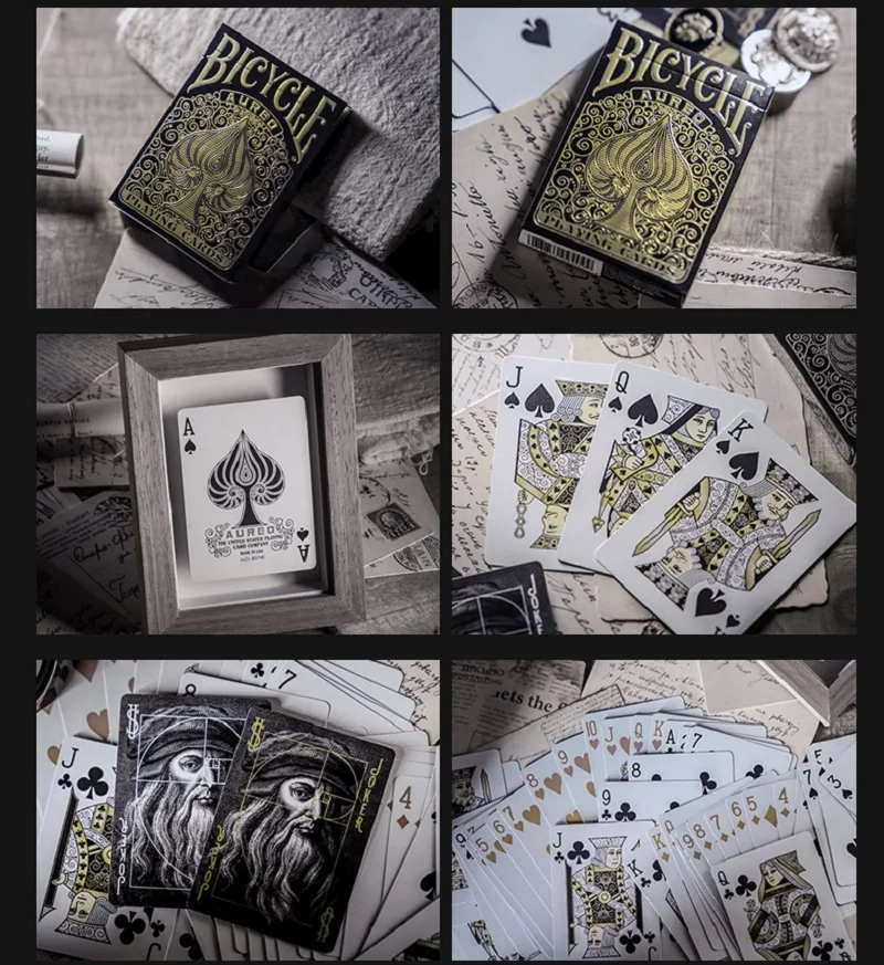 Bicycle Aureo Black Playing Cards Deck Magic Card Games Magic Tricks Props for Magician