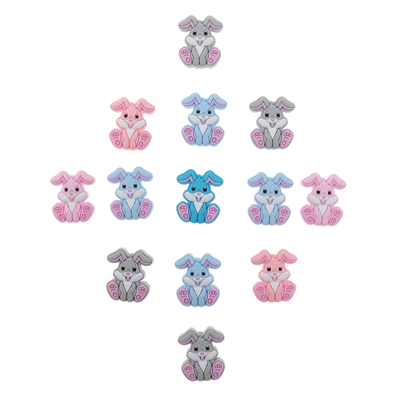 Fkisbox 5pc Unicorn Silicone Beads Koala Panda Bunny BPA Free Baby Teether Toy DIY Pacifier Chain Accessories Tiny Rodent Animal