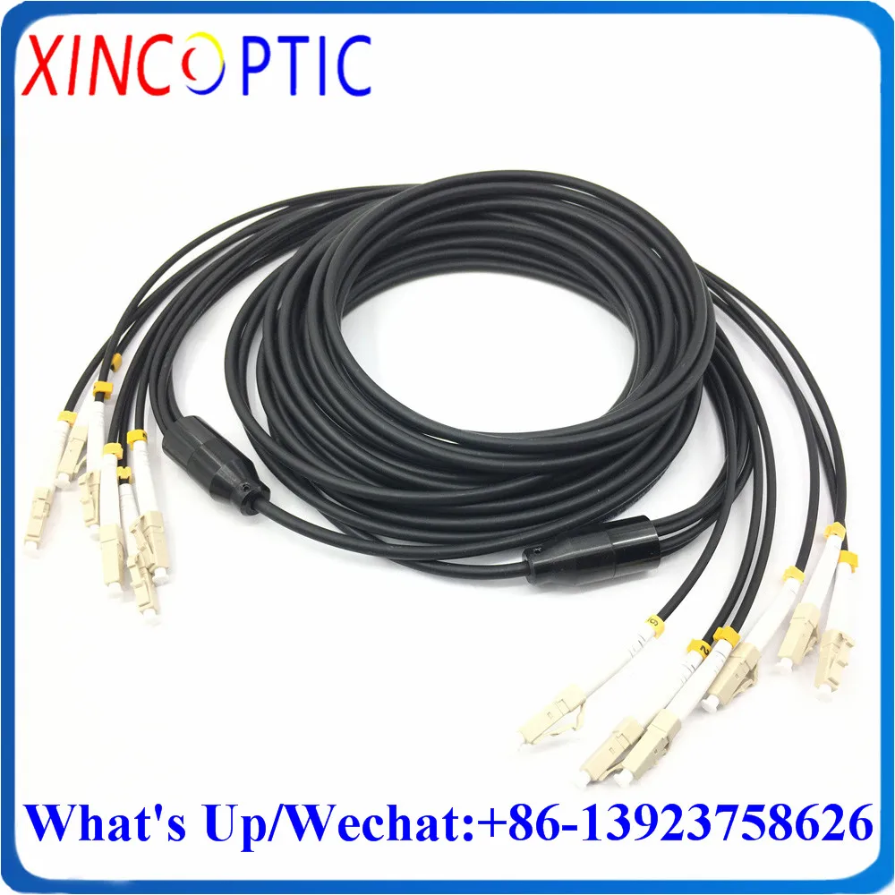 80M,6C SM 9/125 G657A 80Mts ST/FC/SC/LCPC 6Fiber Single Mode LSZH/TPU 4.5mm Black Armored Fiber Optic Patch Cord Connector Cable