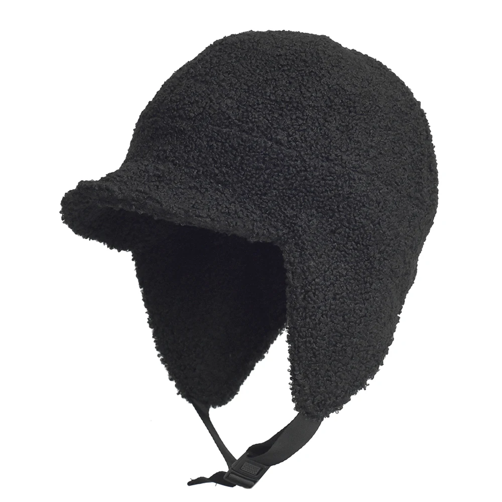 Outdoor Fleece Warm Winter Hats with Visor Windproof Earflap Skull Cap Trapper Hunting Hat Ski Hat