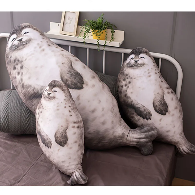 

fluffy seal plsuh toy lifelike seal soft pillow cushion simulation marine life seal soft doll kids toys home decoration