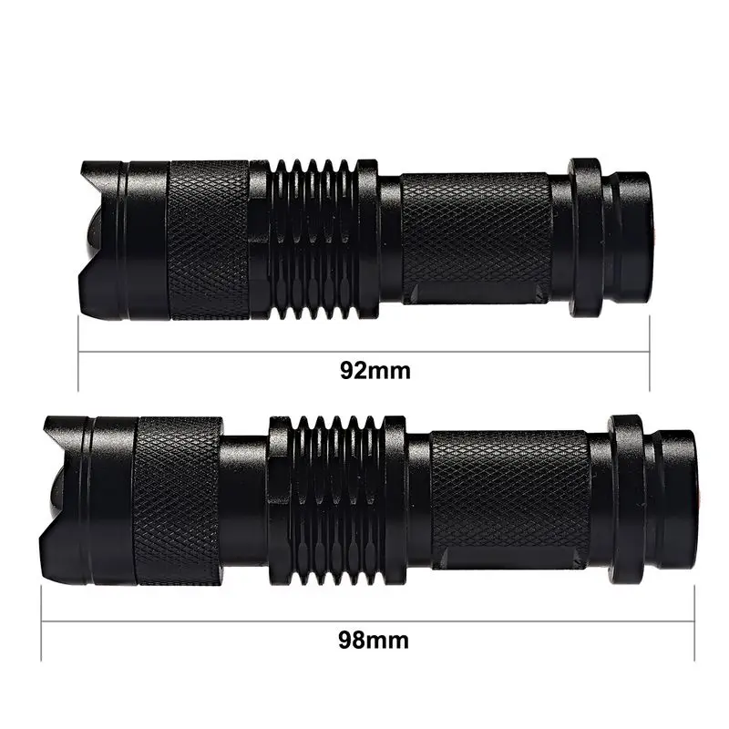 500pcs Mini UV LED Flashlight CREE Q5 LED Torch AA 14500 Battery Zommable Camp Tactical Flashlight Light Lamp Lantern