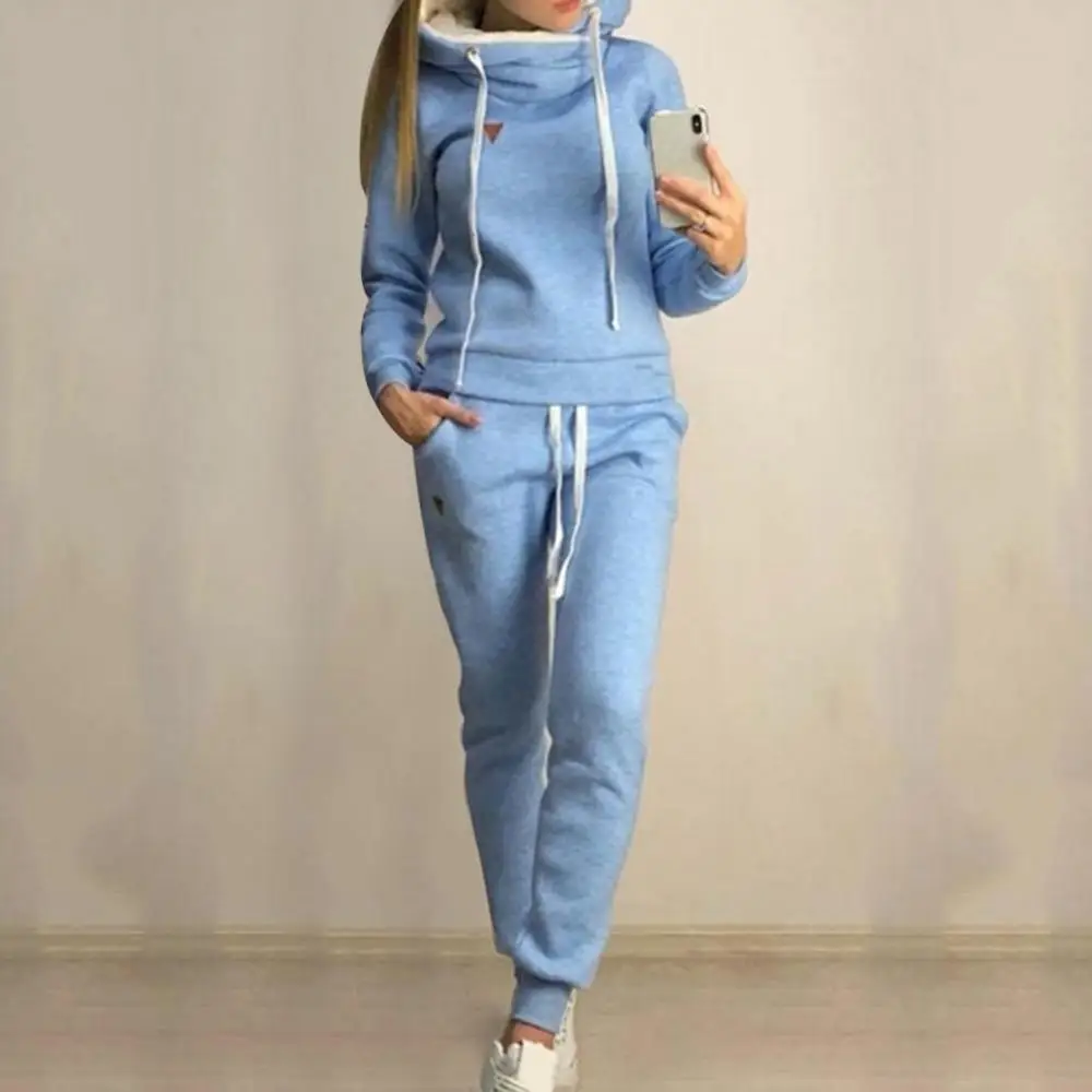 Tracksuit Women 2Pcs jogging suits for women Suit Solid Color Tracksuits Fleece Lined Hoodies Pants Set спортивный костюм женск customise your logo women jogging suit fashion 2pcs outfits womens tracksuit casual sport shirt hoodie pantssuit