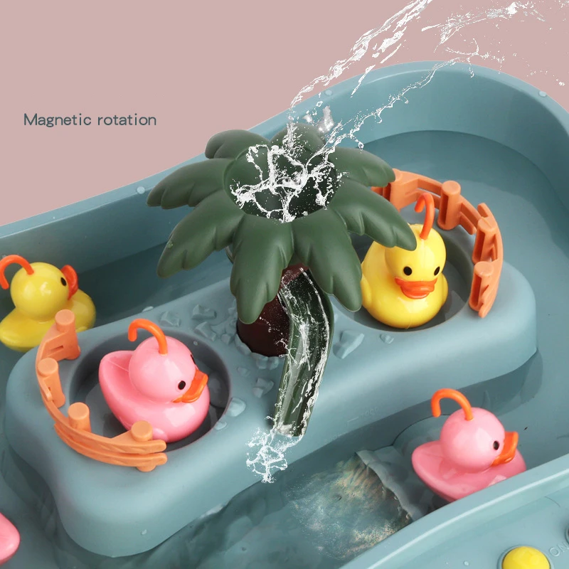 Electric Circulation Fishing Toy Fishing Ducks Magnetic Fishing Platform Water Play Game Interactive Toys for Children gifts