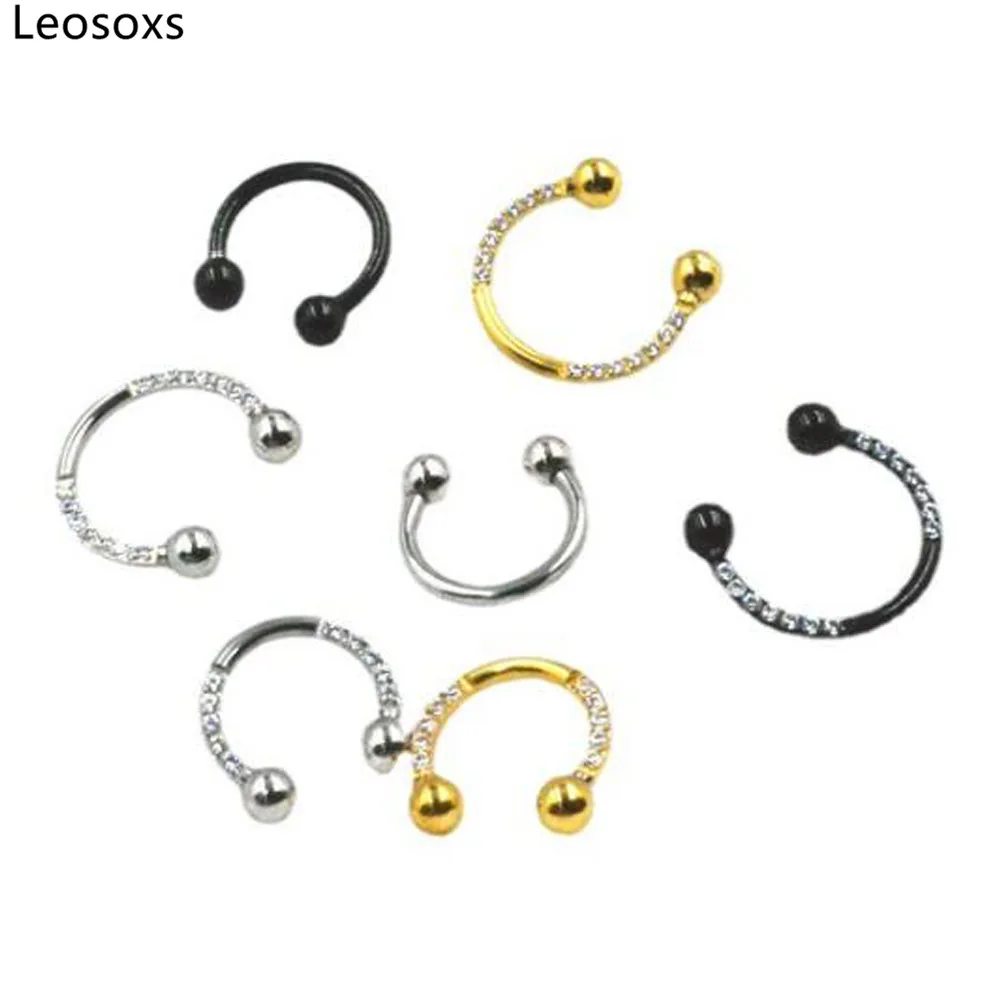 

Leosoxs 1pc Horseshoe Ring Titanium Steel Zircon Earrings Nose Ring Nasal Septum Nasal Nails Lip Nails Ear Bone Nails