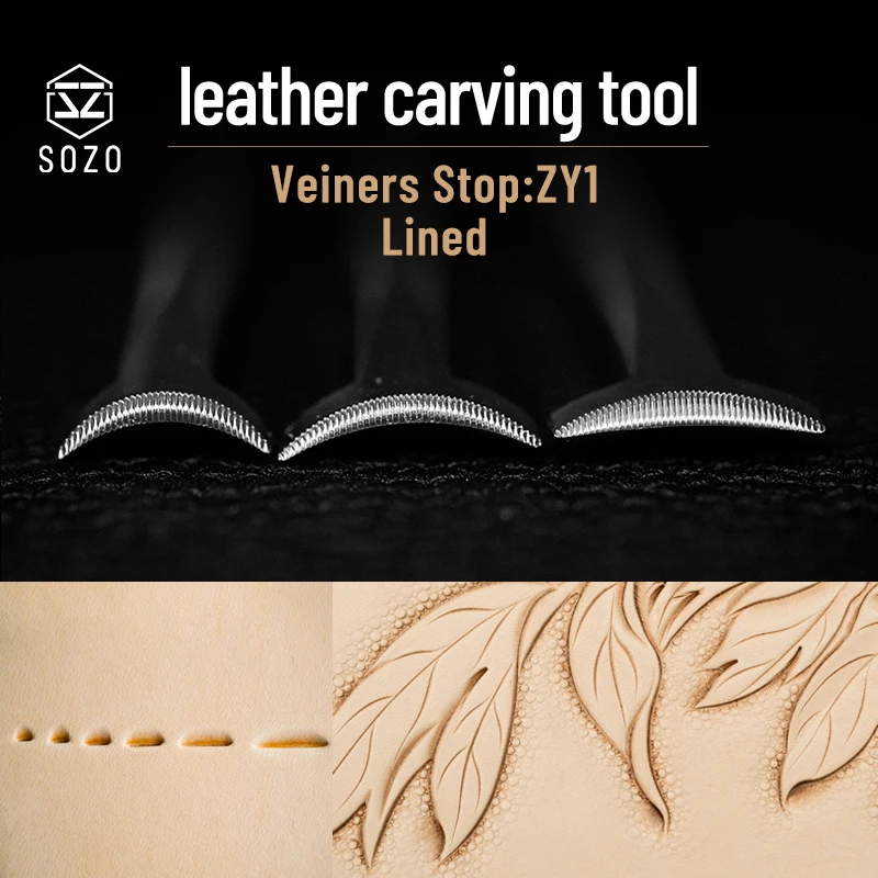 

SOZO ZY1 Leather Work Stamping Tool Veiners Stop Lined Sheridan Saddle Make Carving Pattern 304 Stainless Streel Stamps