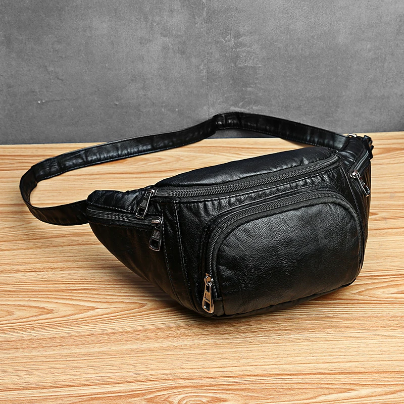 Annmouler Large Capacity Waist Bag Women Fanny Pack Pu Leather Chest Bag for Girls Soft Belt Bag Rivet Casual Phone Pouch Bag