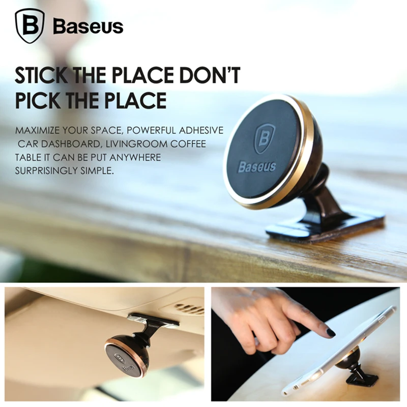 Baseus Universal Magnetic Car Phone Holder Stand For iPhone Samsung Magnet Mount Round Car Holder Dashboard Mobile Phone Holder image 2