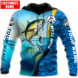 Custom name Tuna fishing Camo 3D All over Printed Men's Hoodie & Sweatshirt Autumn Unisex Zip Hoodie Casual Tracksuits KJ782