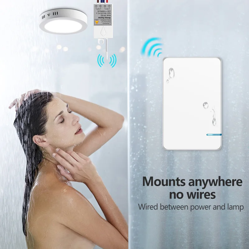 Waterproof Wireless Switch Remote Control Light Switches No Wiring Wall Push Button Lighting Lamps Fans ON/OFF Switch