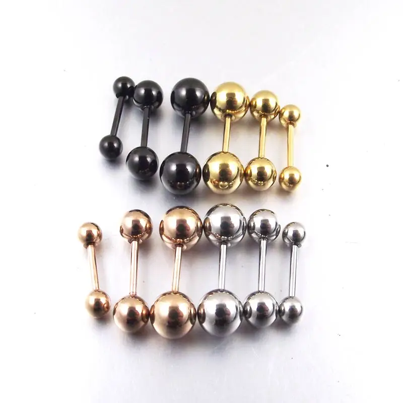 SaYao 2 Pieces 20G 0.8mm Bar rose gold Ball Tragus Ear Piercing Nail Earring Stainless Steel Industrial Barbell Body Jewelry