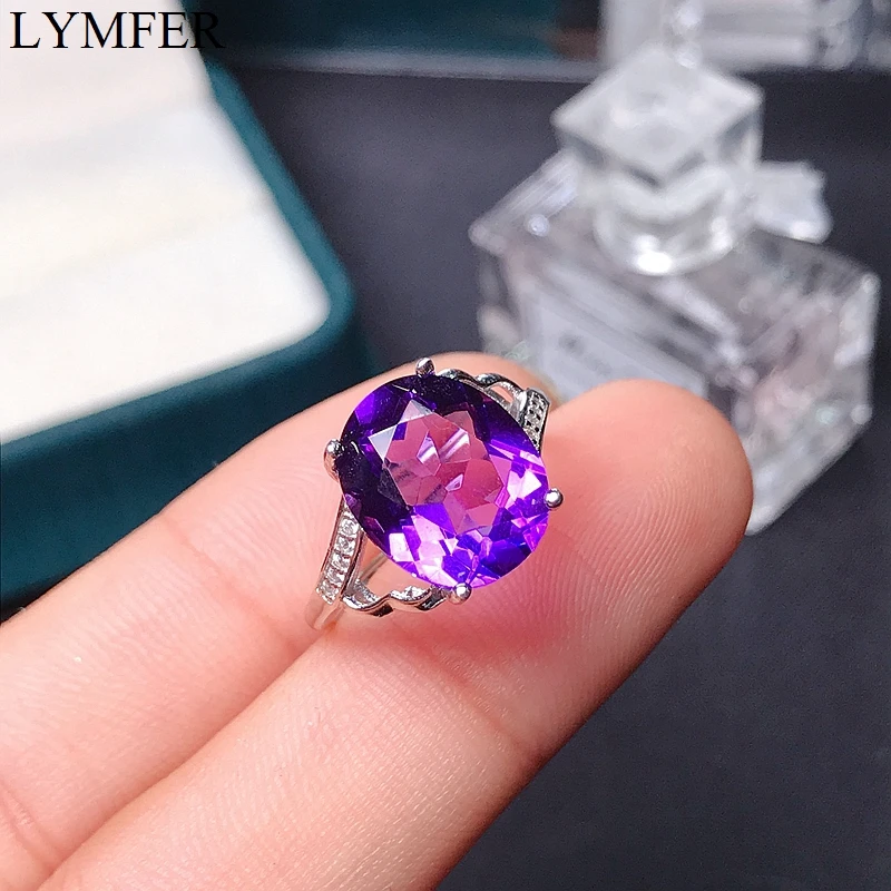 

Кольцо с натуральным аметистом, серебро 925 пробы, драгоценный камень 5 карат, аутентичный цвет, чистый