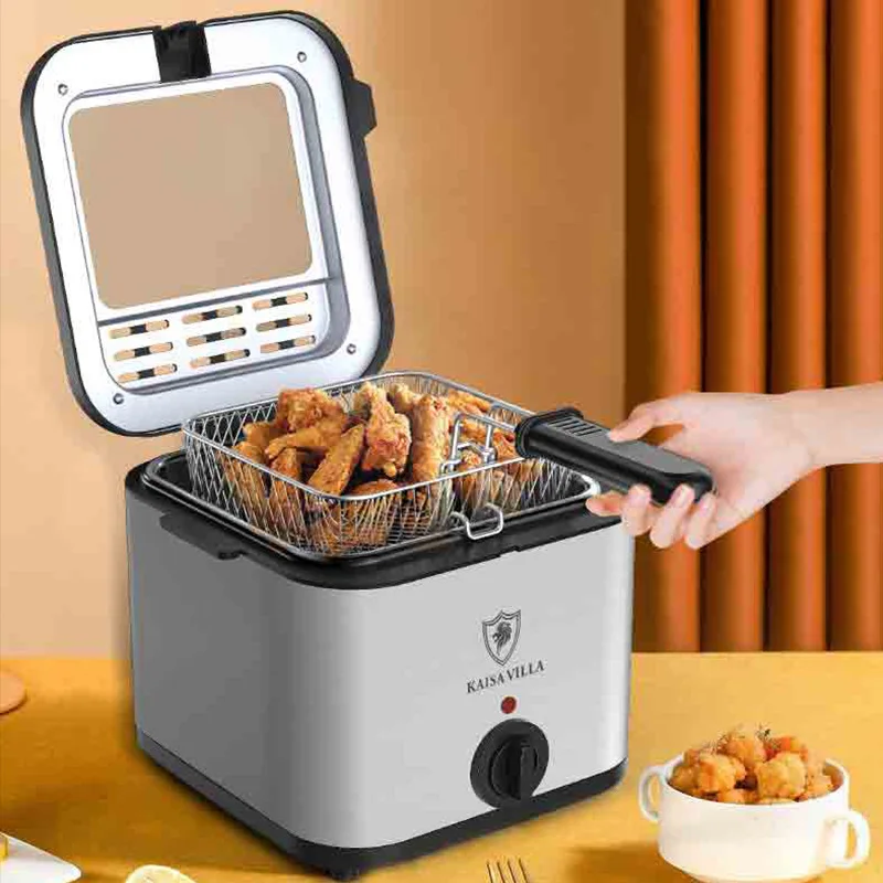 2.5L Electric Fryer Deep Fryer Home French Fries Chicken Leg Chicken Wings Stainless Steel Separate Skewers