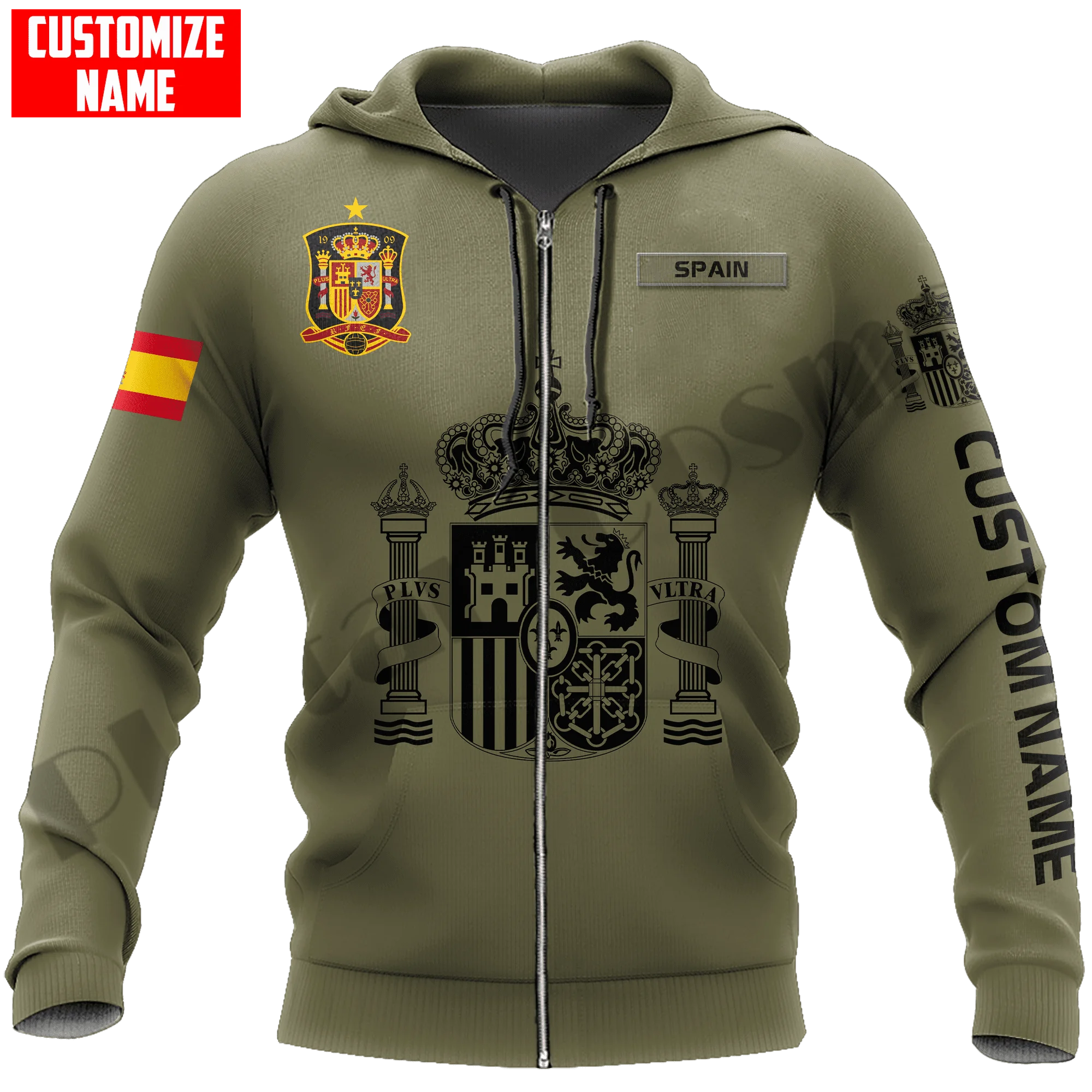 PLstar Cosmos 3DPrinted más nuevo país de España nombre personalizado regalo único Hrajuku ropa de calle Unisex Casual sudaderas con
