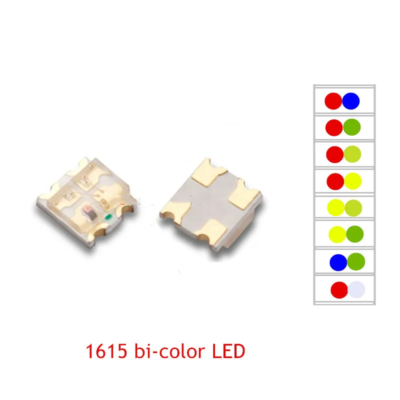 50PCS 0805 SMD LED 1615 bicolor LEDs 2 colors  Red+GREEN /R+BLUE / R+YELLOW /R+WHITE cree led COB chip led power led Light Beads