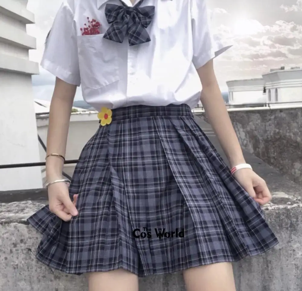 [Blueberry] Girl's Summer High Waist Pleated Skirts Plaid Skirts Women Dress For JK School Uniform Students Cloths