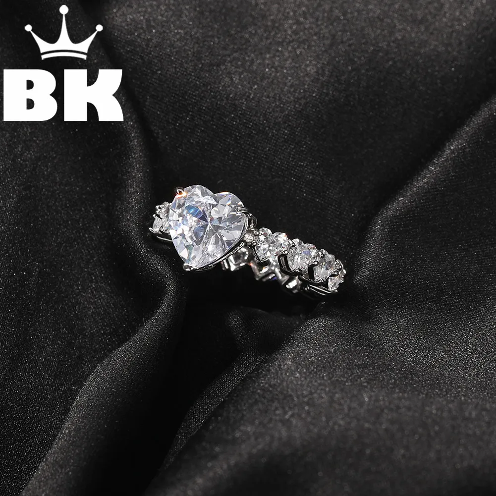 

Hip Hop New Men's Small And Big Heart Ring Men Ring Famous Brand Iced Out Micro Pave Cz Ring Punk Rap Jewelry Size