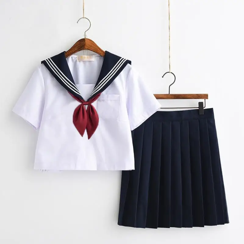 White Schoolgirl Uniform Japanese Class Navy Sailor School Uniforms Students Clothes For Girls Anime COSPLAY Sailor Suit