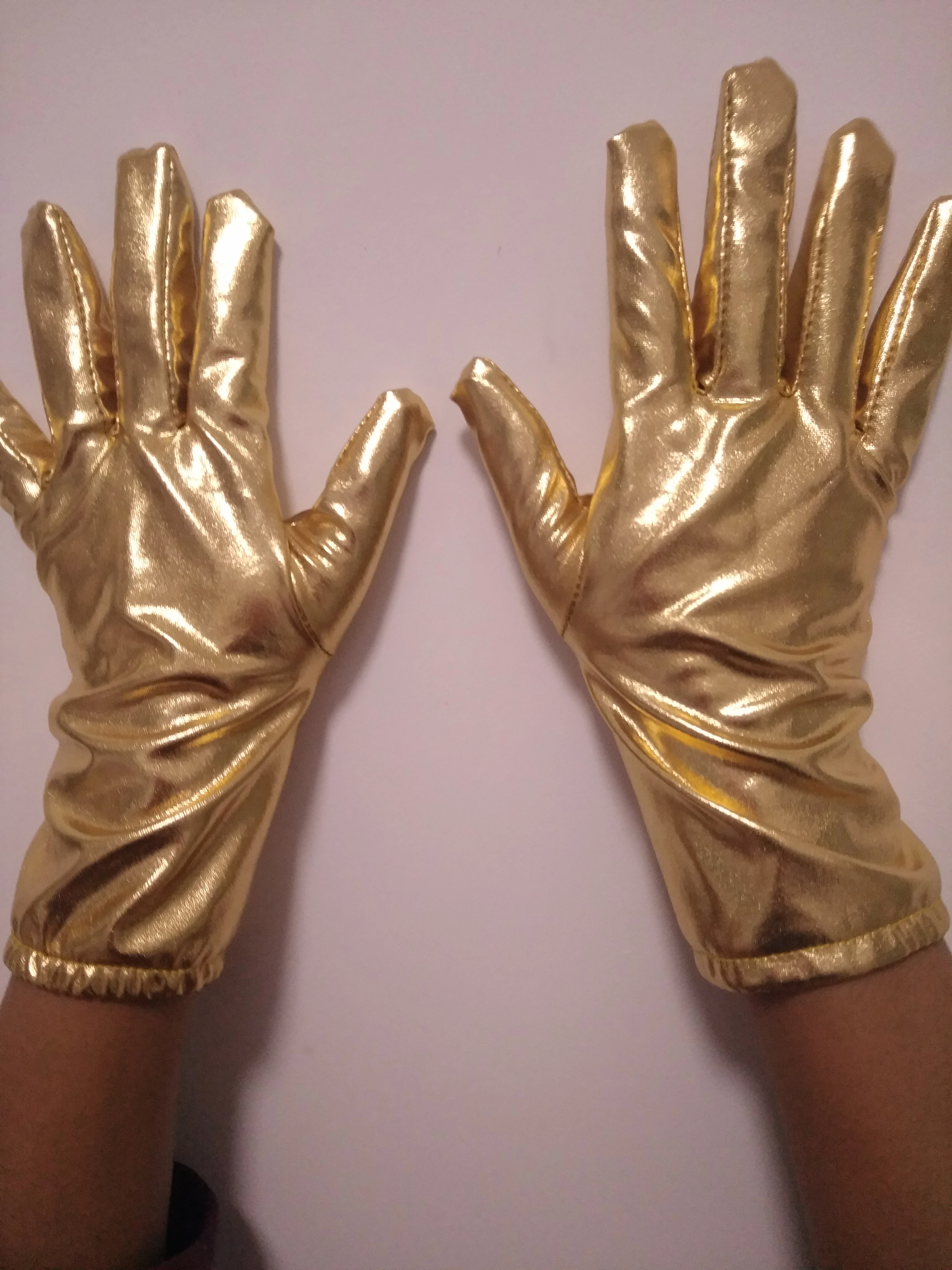Gants d'halloween, Costumes de Cosplay, gant court métallique brillant, Costumes Zentai unisexes pour adultes, accessoires de fête
