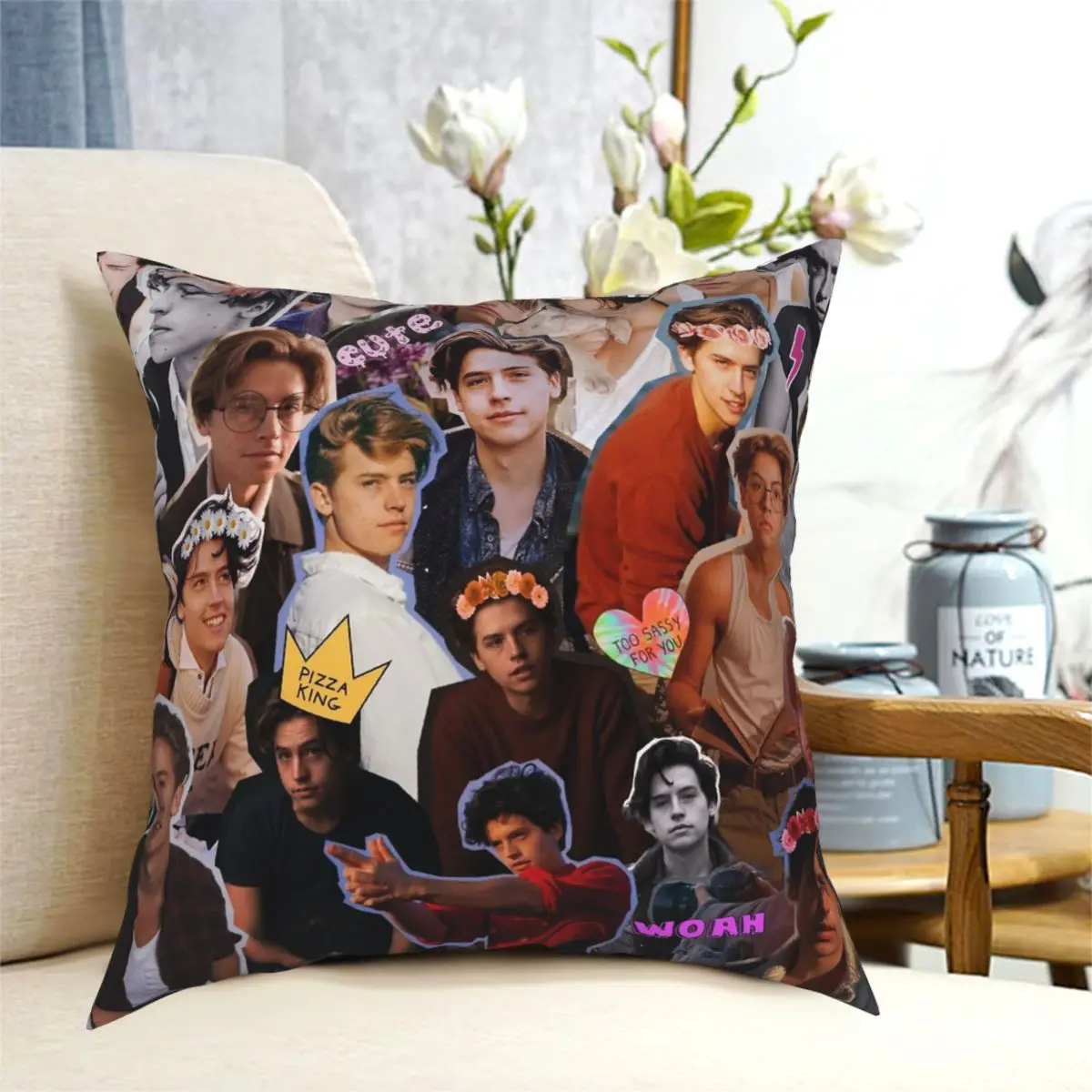 Cole Sprouse Collage Square Pillowcase Polyester Printed Decor Throw Pillow Case for Home Cushion Cover 18