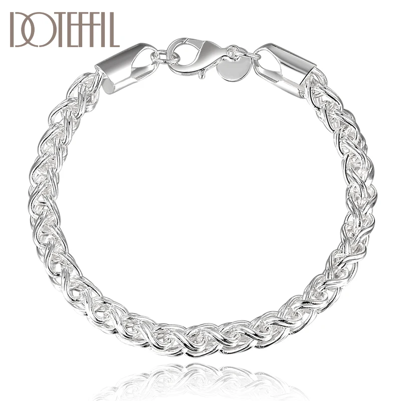 DOTEFFIL 925 Sterling Silver Multi-Ring Multi-Turn Beads Bracelet For Women Fashion Wedding Engagement Party Charm Jewelry