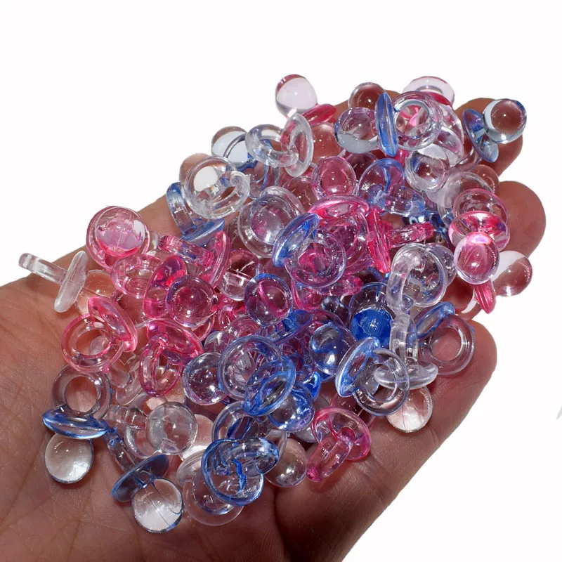 24pcs Plastic pacifiers baby shower favors baptism solid clear beads for craft table game party decorations 11 x 20mm