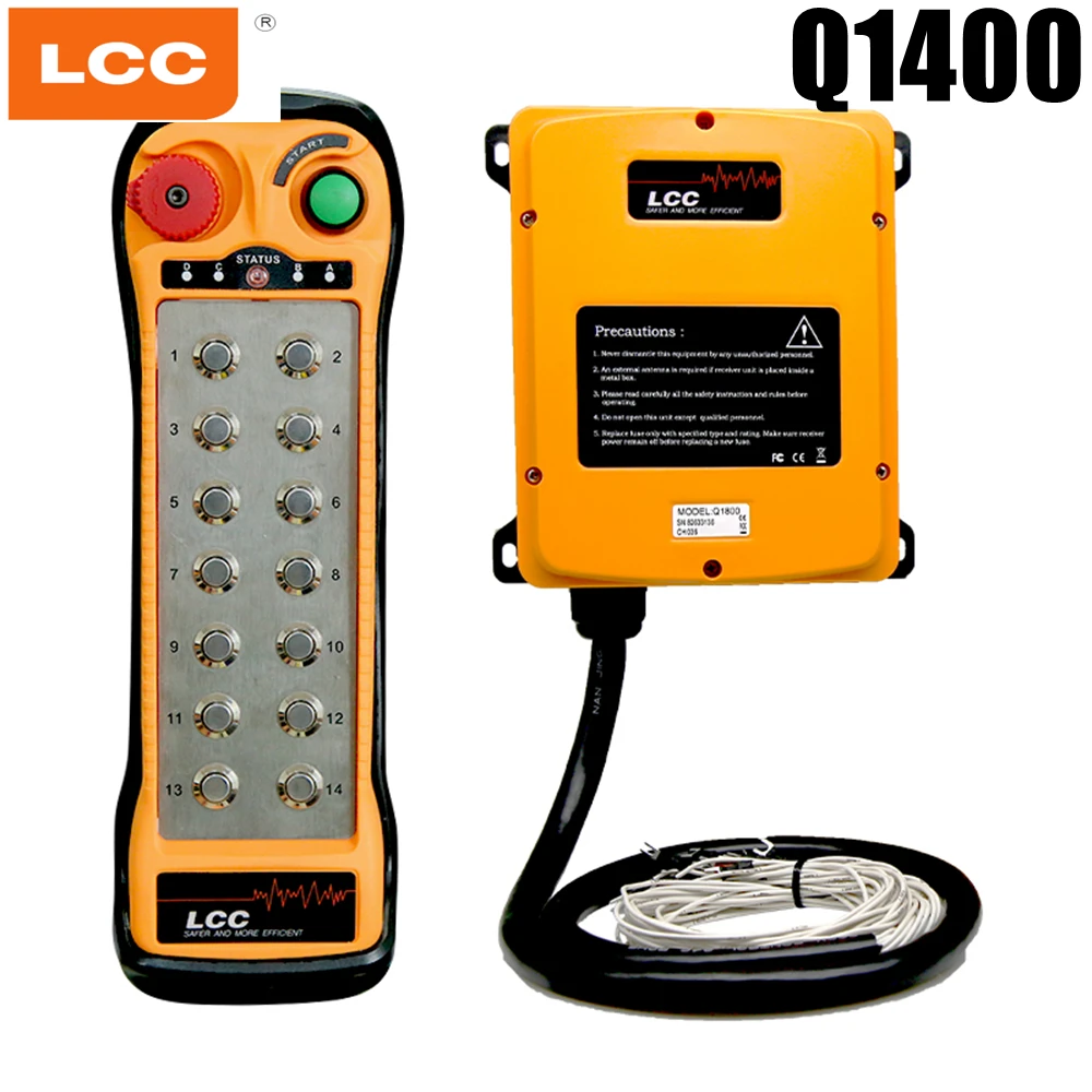 LCC Q1400 Industrial Remote Control DC 12V 24V 36V AC 220V 380V Wireless Concrete Pump Truck Hoist Remote Control Crane