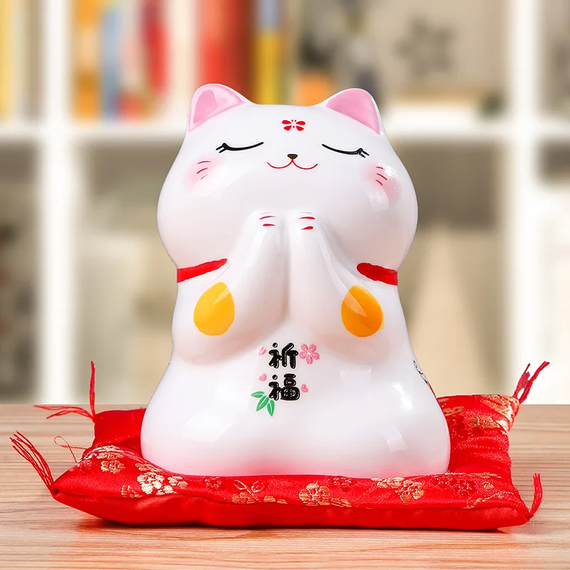 Ceramic Lucky Cat Piggy Bank Cute Shop Opening Gift Home Ornament Creative Craft