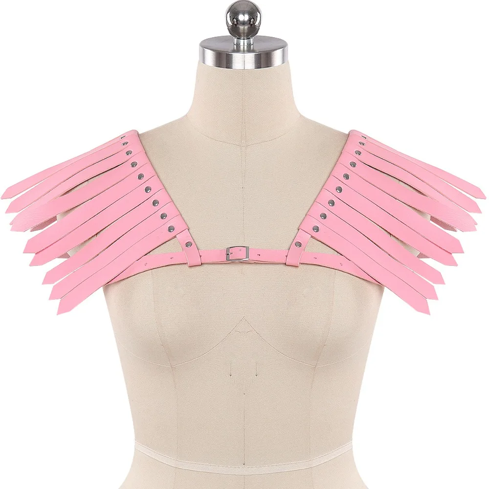 Pink Angel Wings Leather Tassel Accessories Punk Goth Sword Belt Costume Party Club Rave Wear Clothes Sexy Lingerie Fetish