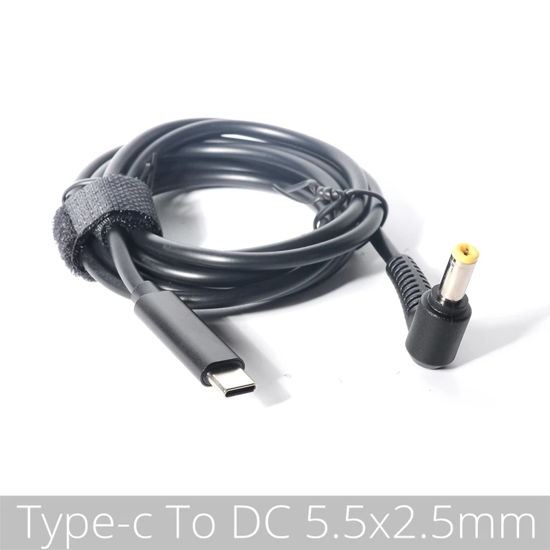 

(5.5x2.5mm) USB Type C PD Laptop Charging Cable Cord Dc Power Adapter Converter DC 5.5*2.5mm Male 90 Degrees Right Angled