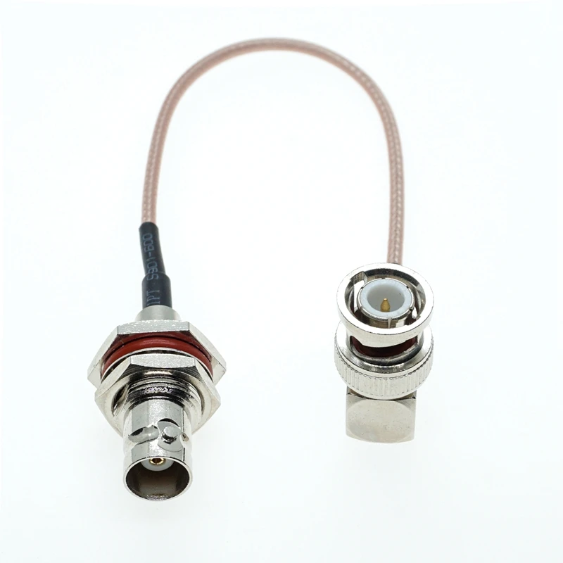 BNC Male Right Angle to BNC Female Bulkhead RG316 Jumper RF Pigtail Cable